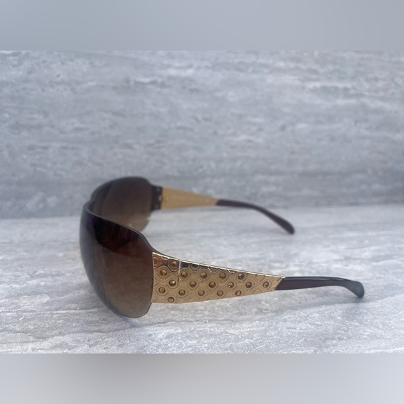 Prada Gold SPR 601 Shield Women Sunglasses - Picture 3 of 8